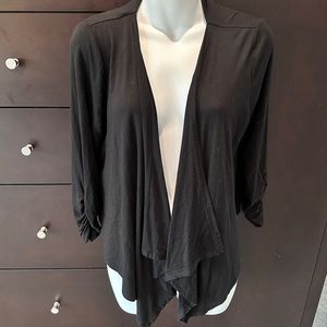Like New Premise Studio Ladies Black Draped Open Front Knit Cardigan, M